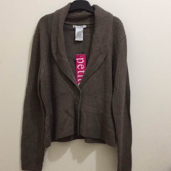 Fred David dark taupe cardigan ( sz petite lg) - Picture 1 of 10